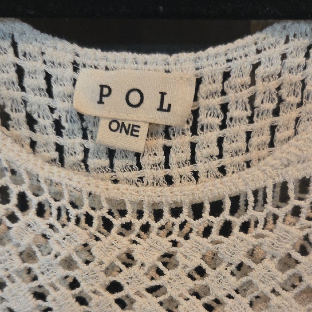 POL Ivory Crochet Knit Top OS - Picture 2 of 4